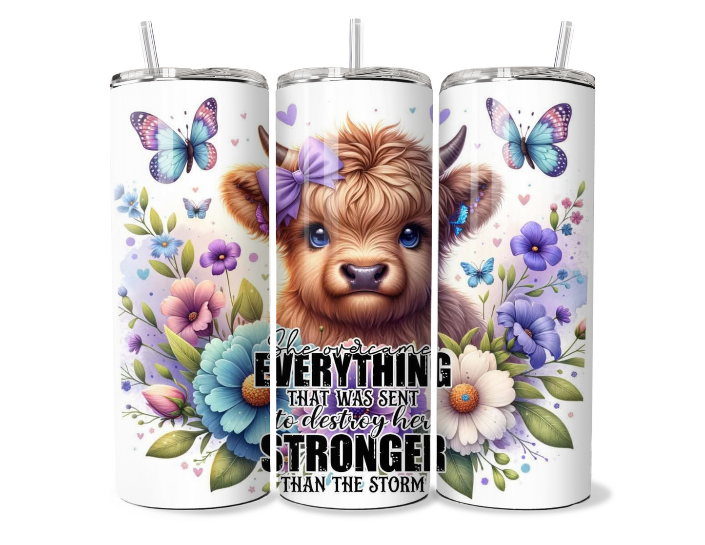Stronger than the Storm Highland Cow Insulated Tumbler