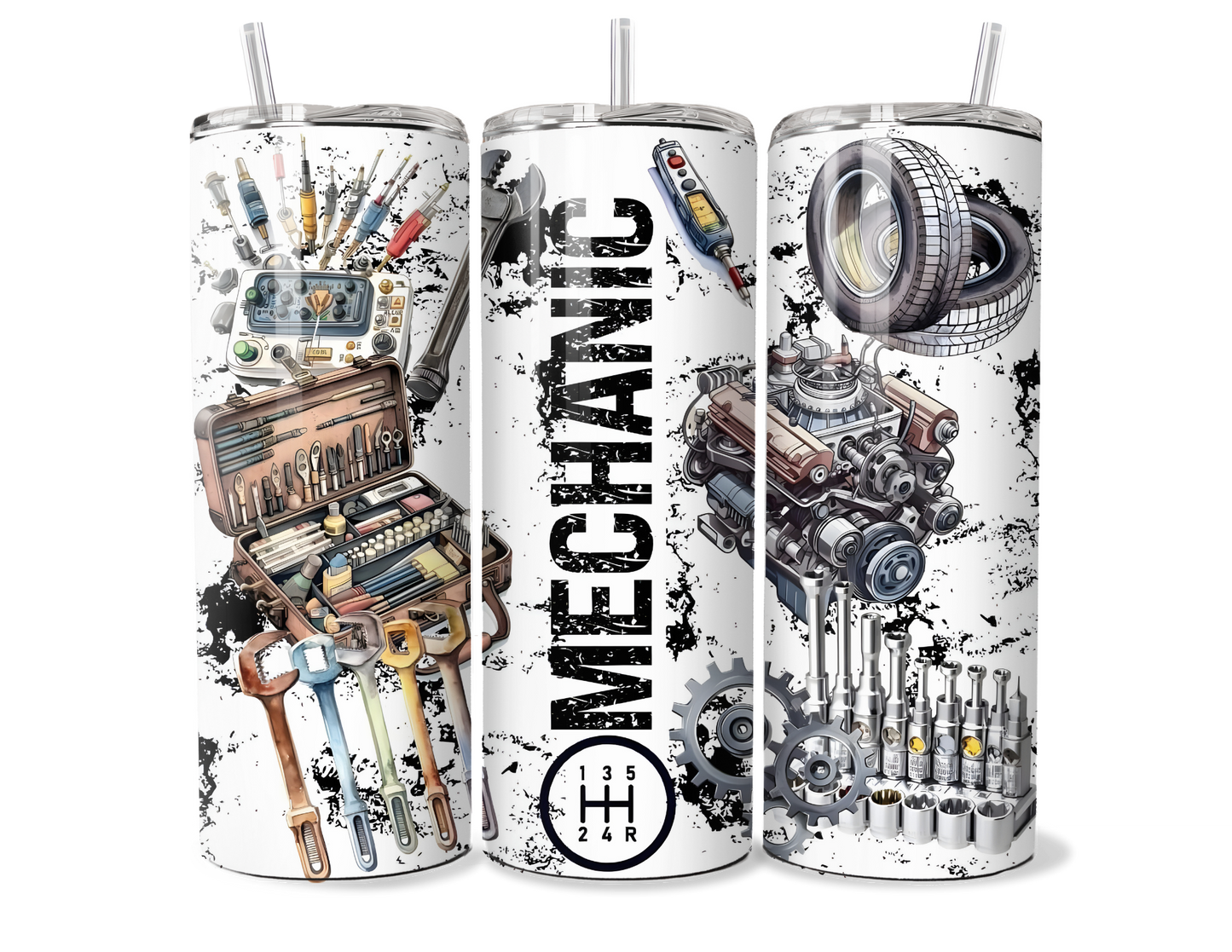 Mechanic’s Grease & Gears Custom Insulated Tumbler