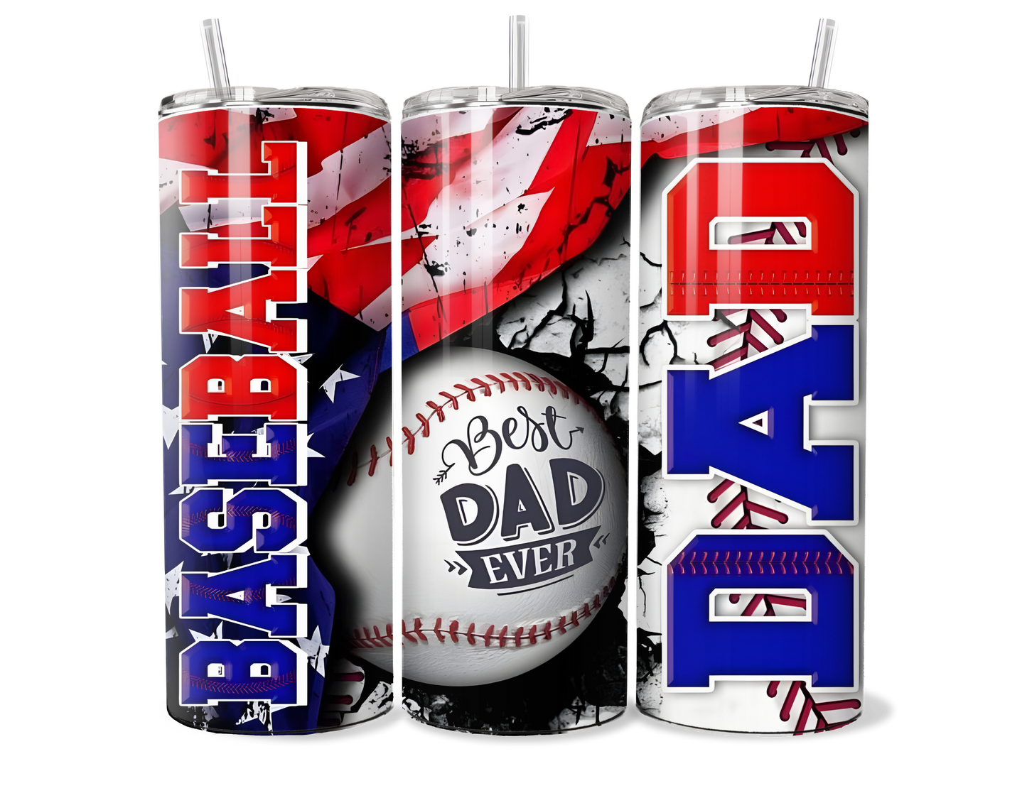 Best Dad Ever Tumbler - Baseball Dad Gift - 20oz or 30oz Insulated Tumbler