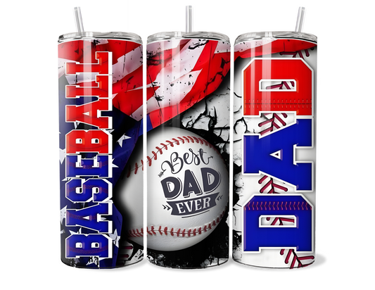 Best Dad Ever Tumbler - Baseball Dad Gift - 20oz or 30oz Insulated Tumbler