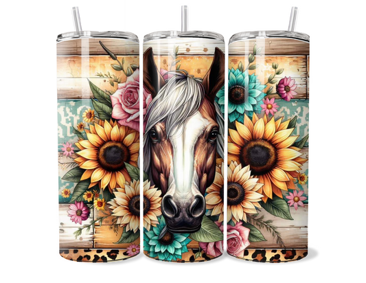Colorful Sunflower Horse Insulated Tumbler