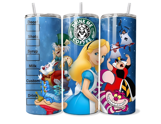 Alice in Wonderland "Drink Me Coffee" Insulated Tumbler