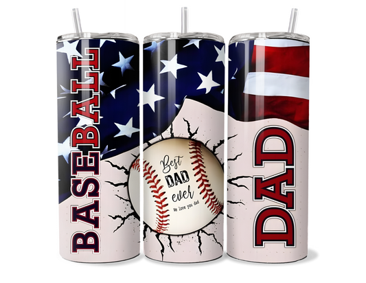 Best Dad Ever Tumbler - Baseball Dad Gift - Insulated Tumbler