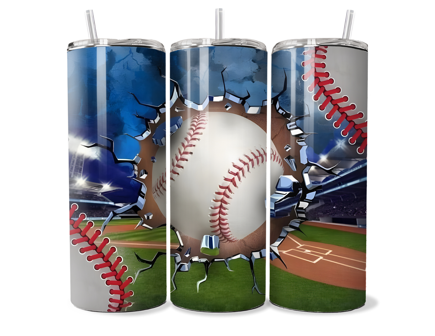 Double-Wall Insulated Baseball Tumbler - Stainless Steel Travel Mug