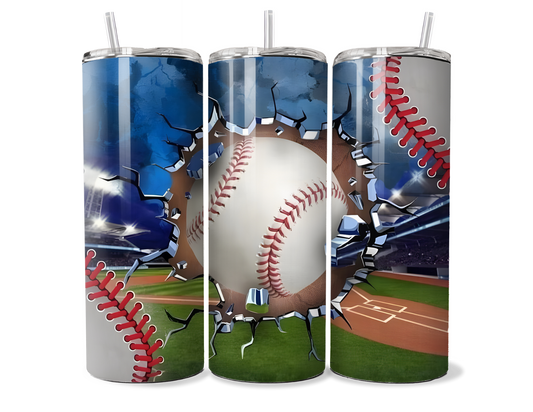 Double-Wall Insulated Baseball Tumbler - Stainless Steel Travel Mug