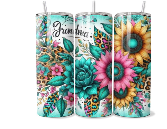 Floral Grandmother Insulated Tumbler - Personalized Gift for Grandma, Nana, Gigi
