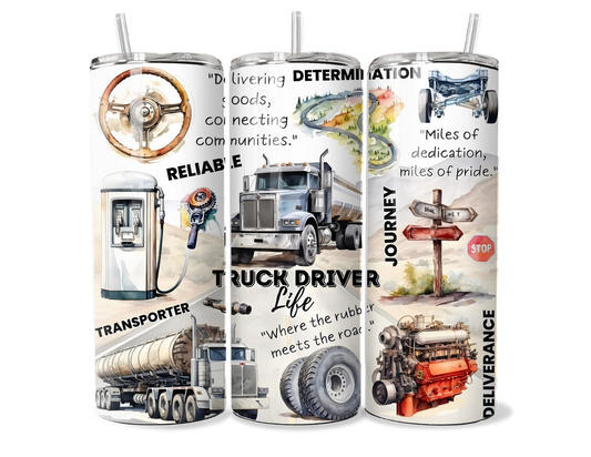 Trucker Life Insulated Travel Mug - Semi-Truck Driver Gift