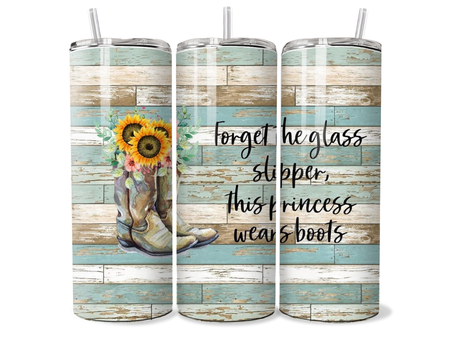 Princess Wears Boots Insulated Tumbler - Country Rustic Sunflower