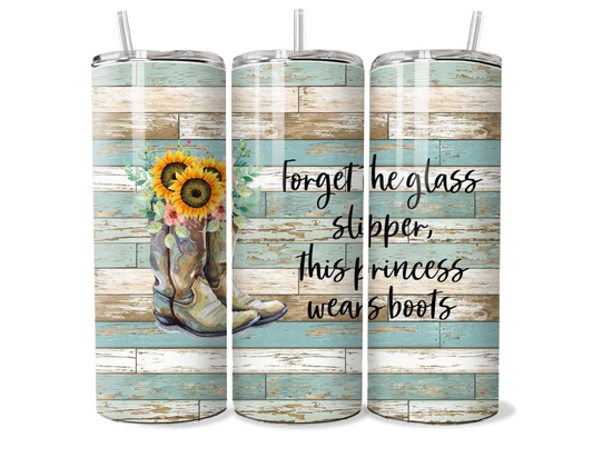 Princess Wears Boots Insulated Tumbler - Country Rustic Sunflower