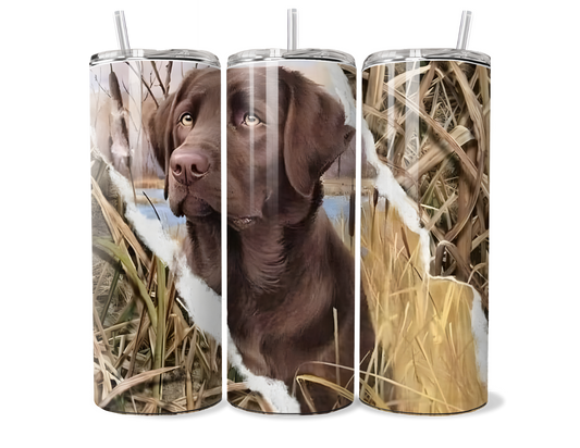 Chocolate Lab Hunting Dog Insulated Stainless Steel Tumbler