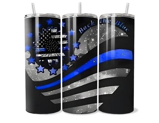 Back the Blue Sunflower Insulated Travel Tumbler