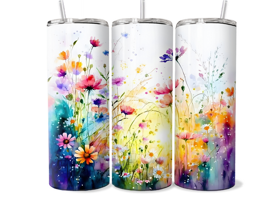 Watercolor Floral Insulated Tumbler - 20oz/30oz Stainless Steel Travel Mug