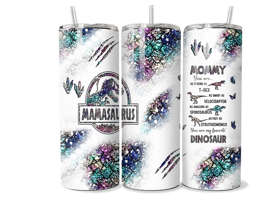 Mamasaurus Tumbler - Jurassic Park Inspired Mother's Day Gift - 20oz & 30oz