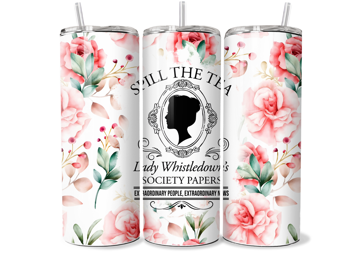 Spill the Tea: Custom Floral Bridgerton-Inspired Travel Tumbler