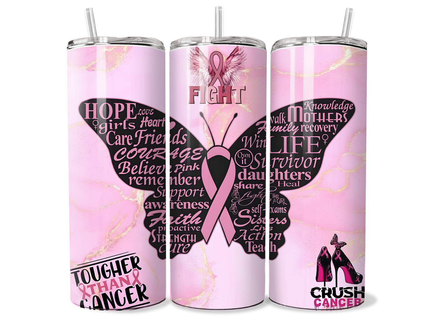 Breast Cancer Awareness Stainless Steel Insulated Tumbler - Pink Ribbon Design