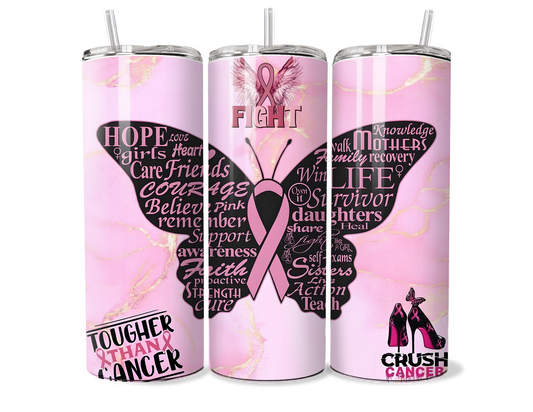 Breast Cancer Awareness Stainless Steel Insulated Tumbler - Pink Ribbon Design