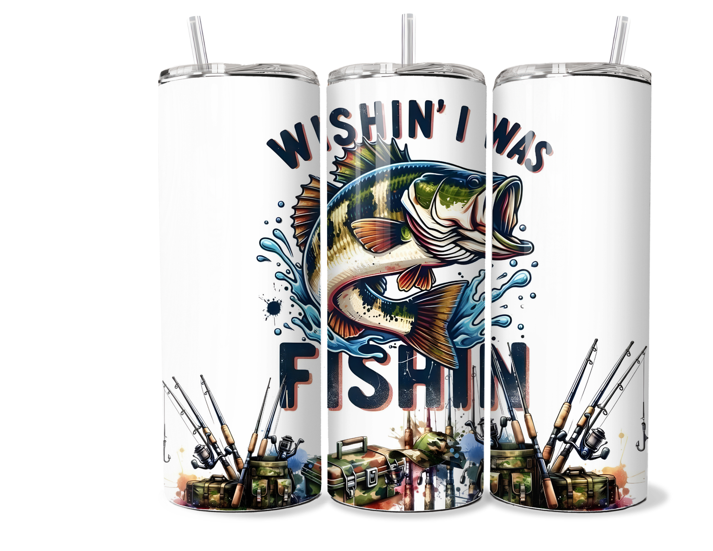 Wishin' I Was Fishin' Vacuum Insulated Travel Mug - 20oz & 30oz