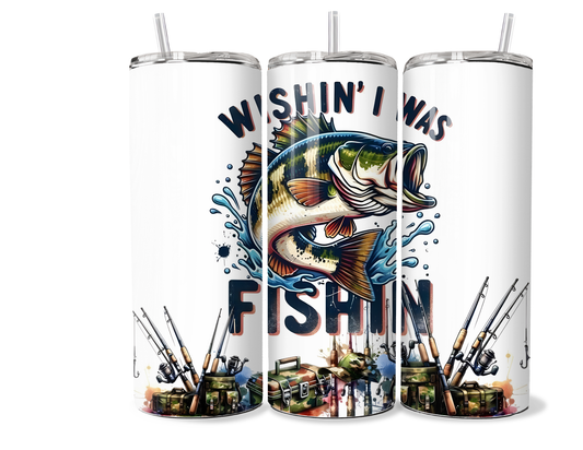 Wishin' I Was Fishin' Vacuum Insulated Travel Mug - 20oz & 30oz