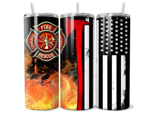 Fire & Rescue American Flag Firefighter Insulated Tumbler
