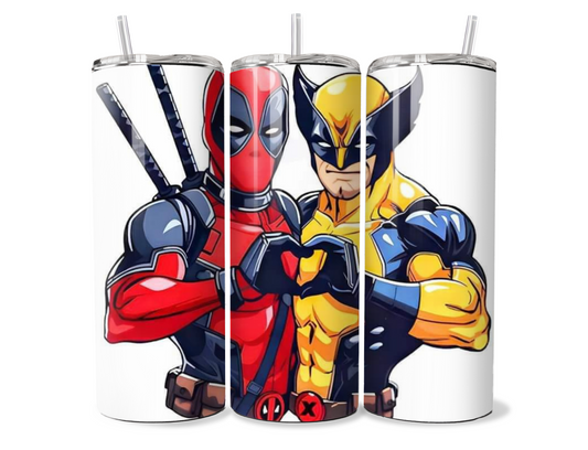 Deadpool and Wolverine Best Friends Insulated Travel Tumbler