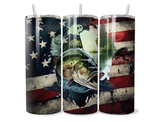 Bass and American Flag Insulated Tumbler | Cup