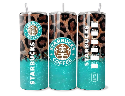 Turquoise and Leopard Print Starbucks Insulated Tumbler