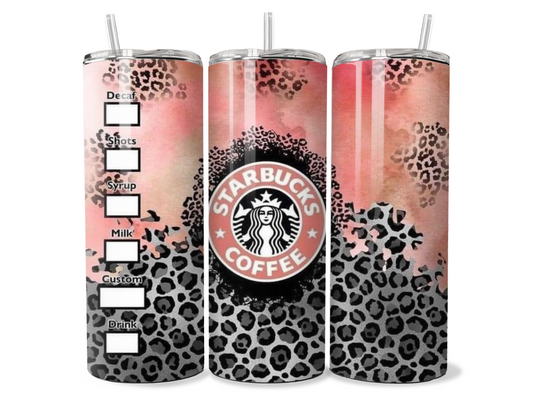 Pink Glitter Leopard Print Starbucks Insulated Tumbler
