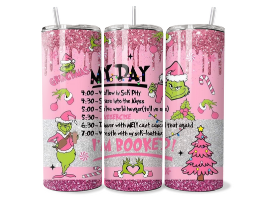 Pink My Day Grinch Christmas Insulated Travel Tumbler