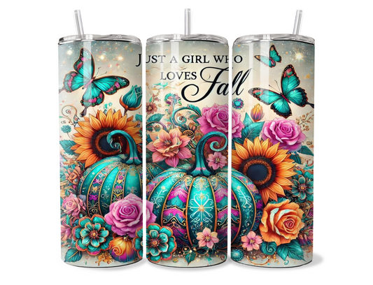 Just a Girl Who Loves Fall Pumpkin Insulated Travel Tumbler
