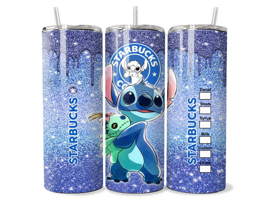 Adorable Blue Alien Stitch Starbucks Insulated Tumbler