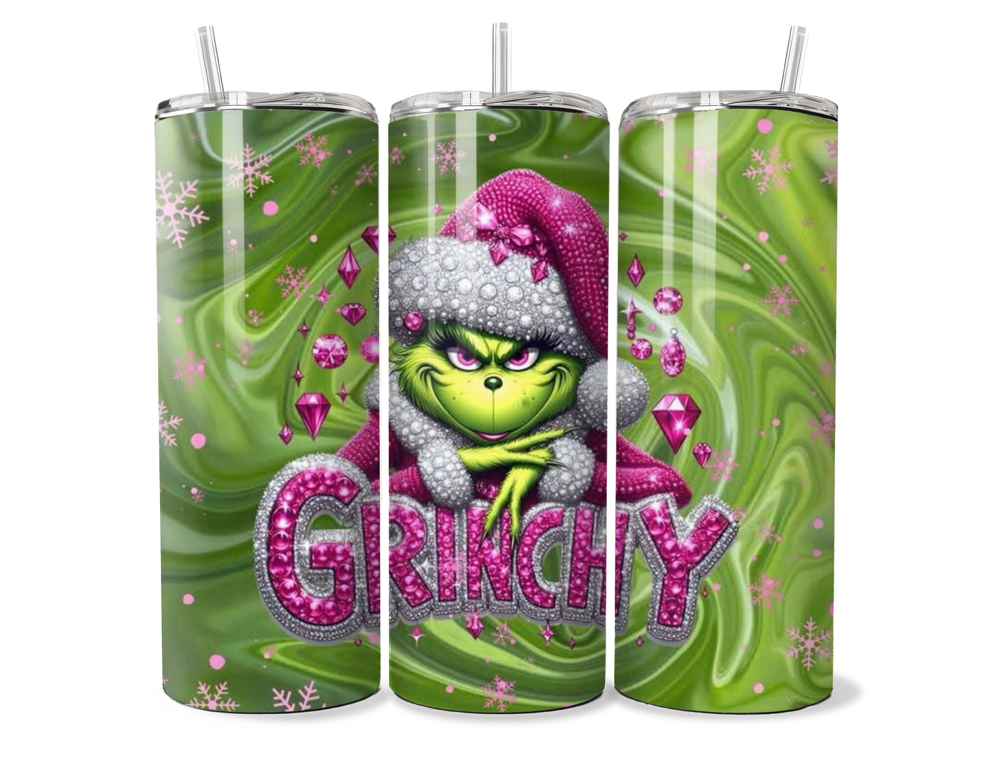 Pink Grinchy Christmas Insulated Travel Tumbler
