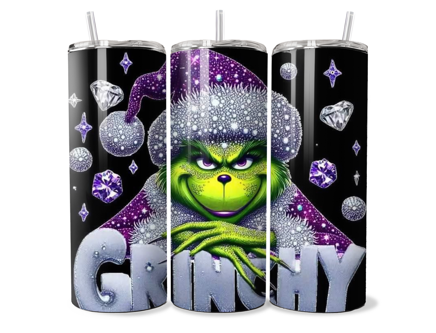 Glitter Purple Ginchy Christmas Insulated Travel Tumbler