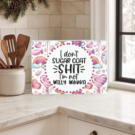 Funny "I Don't Sugar Coat" Glass Cutting Board – Sarcastic Kitchen Decor & Gift