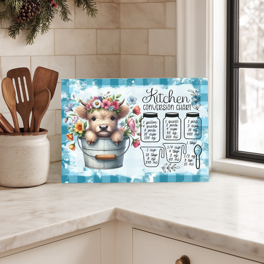Highland Cow Kitchen Conversion Glass Cutting Board