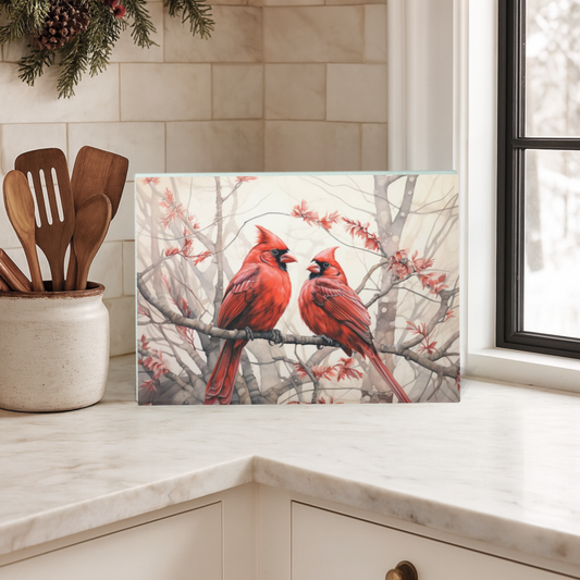 Custom Cardinals Glass Cutting Board