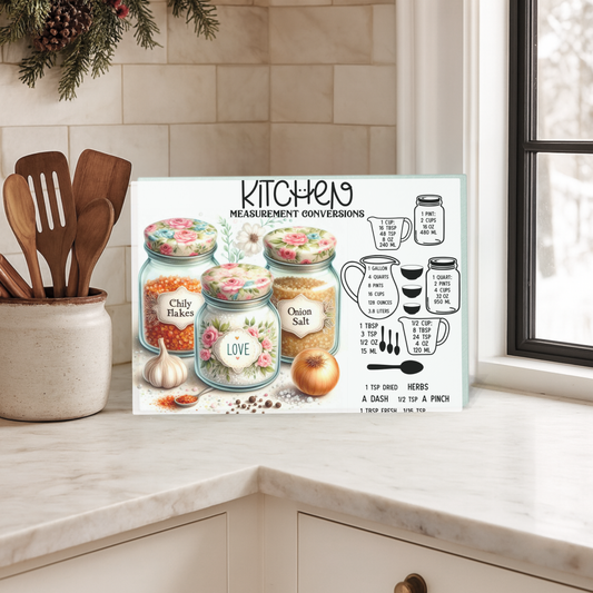 Tempered Glass Cutting Board - Kitchen Conversion Chart & Measurement Guide