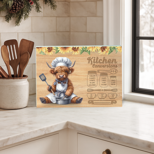Rustic Highland Cow Kitchen Conversions Glass Cutting Board