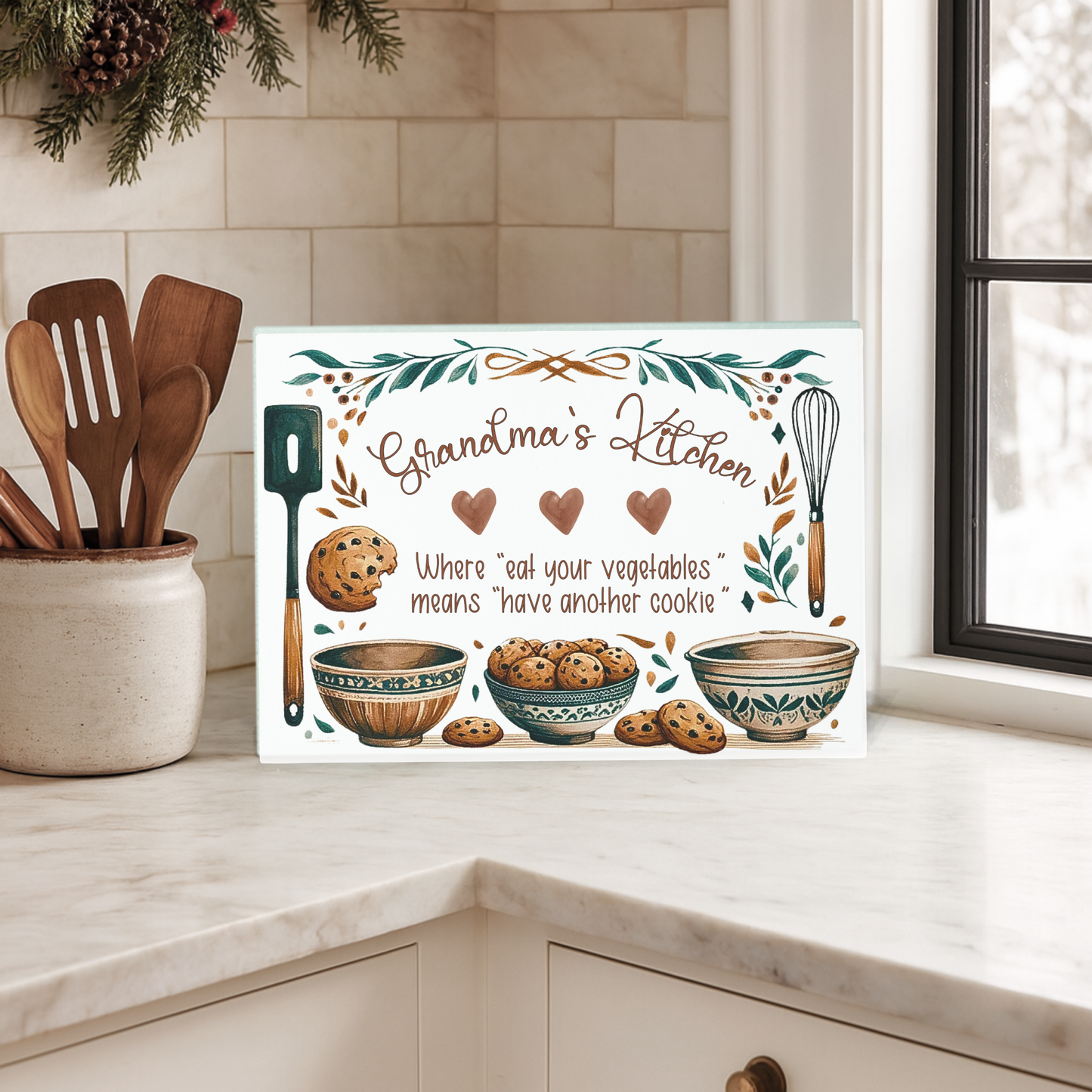 Grandma's Kitchen Glass Cutting Board