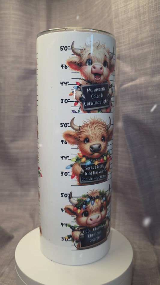 Christmas Highland Cow - "Don't get your tinsel in a tangle" Insulated Travel Tumbler
