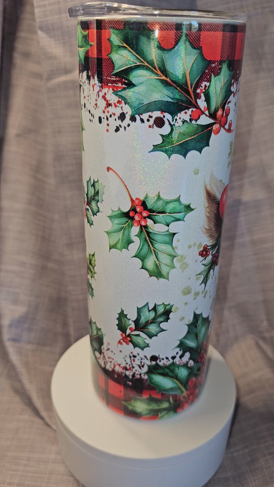 Adorable Christmas Highland Cow Insulated Travel Tumbler