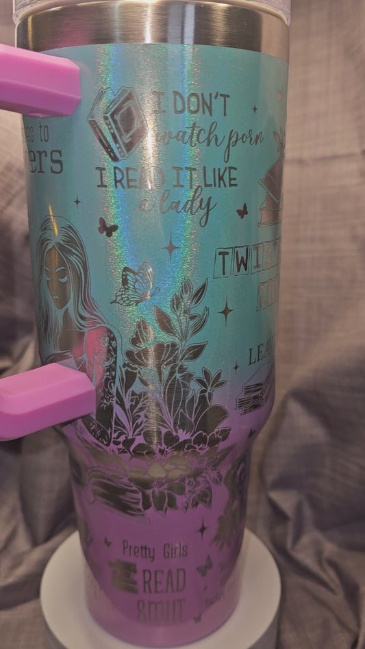 40oz Ombre Laser Engraved Dark Romance Insulated travel tumbler