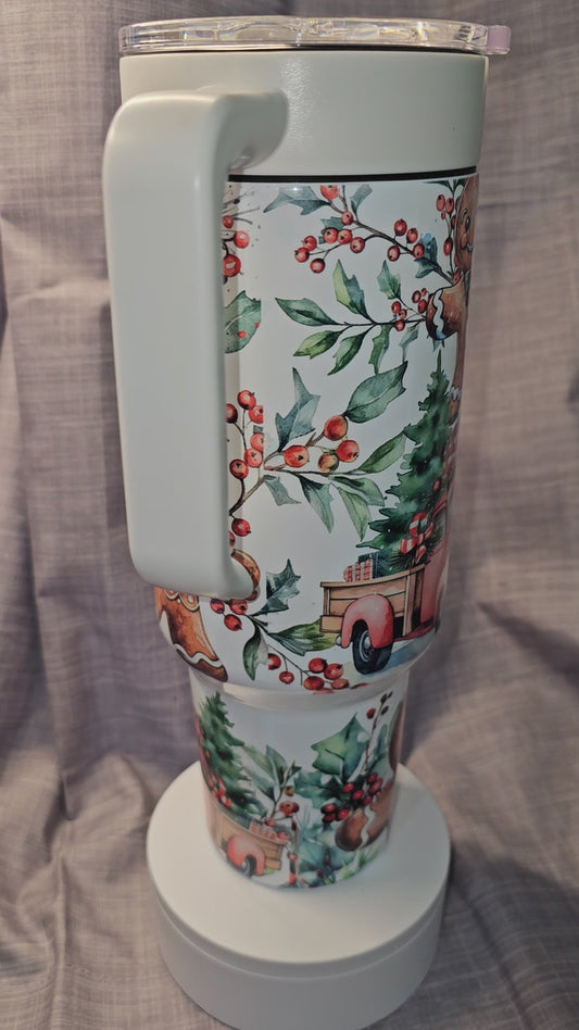 Gingerbreads and "It's beginning to Smell A lot like Christmas" 40oz Insulated Travel Tumbler