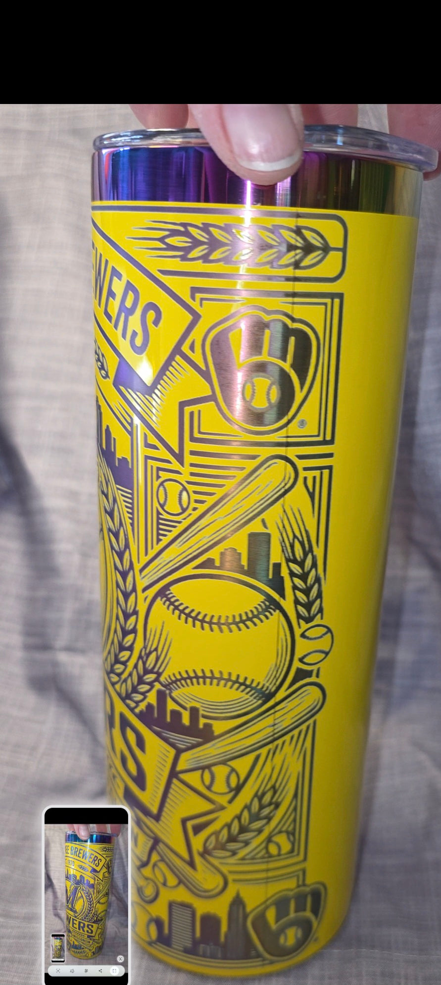 20oz Insulated Milwaukee Brewers Laser Engraved Tumbler | Cup | Travel
